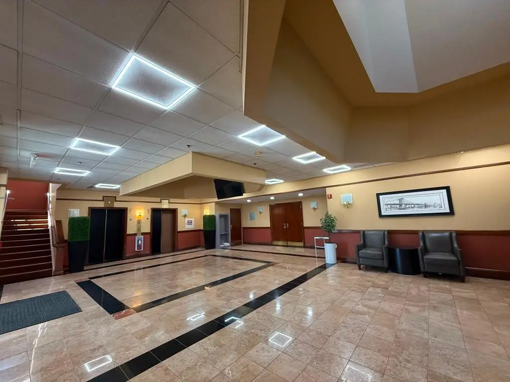 Sophisticated lobby with elevators